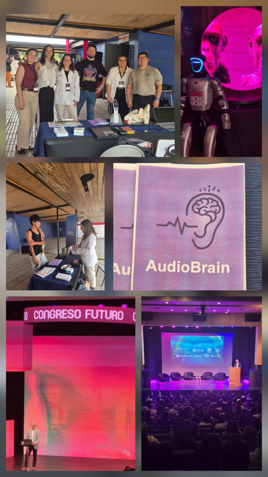 Collage de la participación AudioBrain en Congreso Futuro