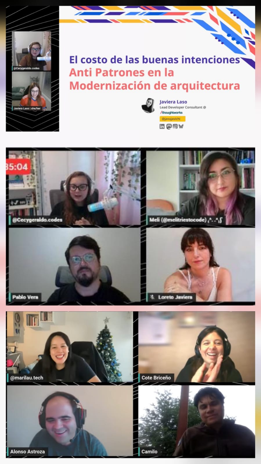 Collage de la maratón solidaria de comunidades tech por incendios en el sur de Chile