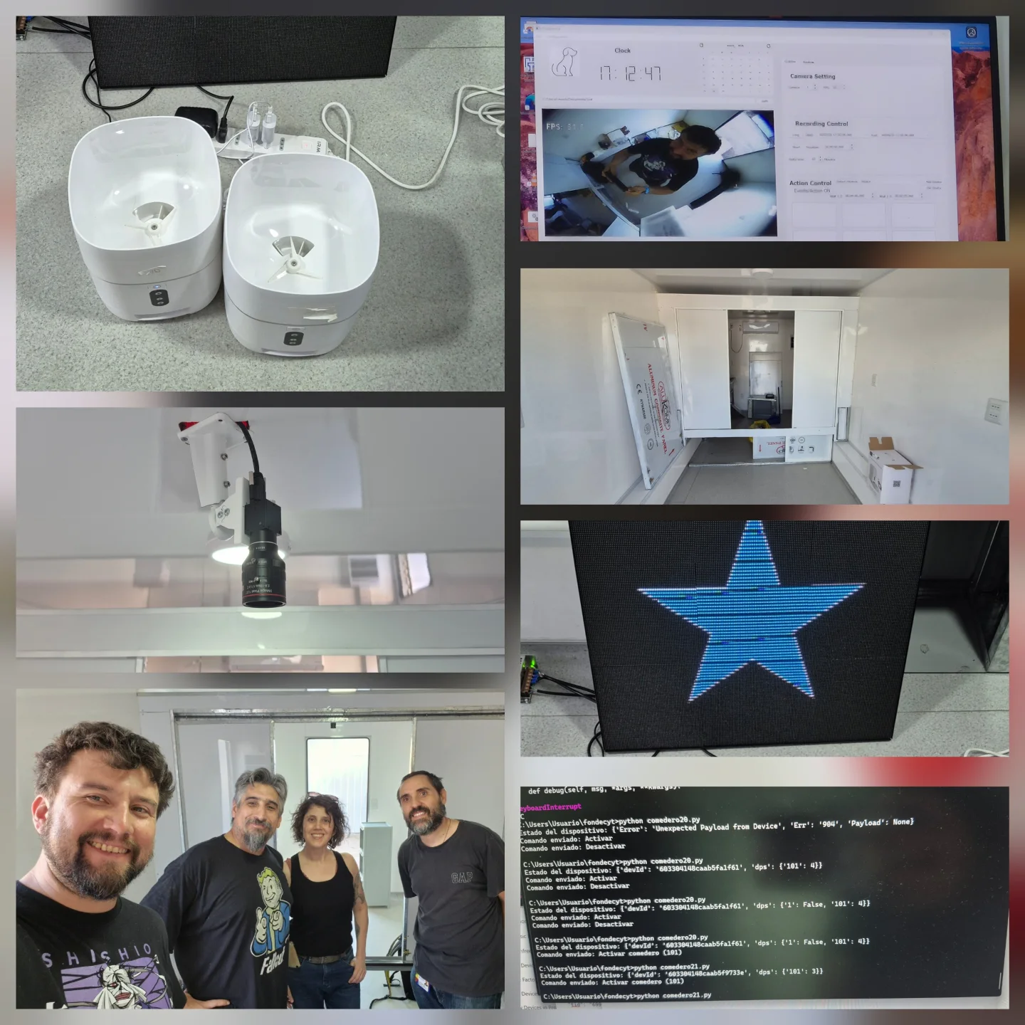 Mosaico de los distintos módulos probados hoy en Melipilla